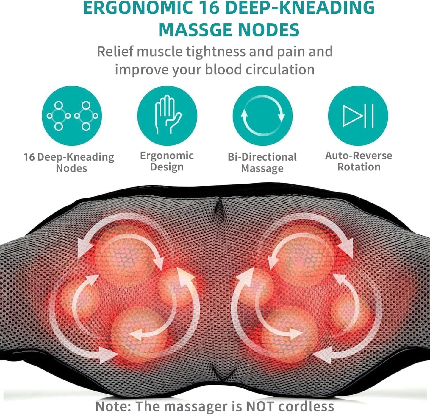 Shiatsu neck massager