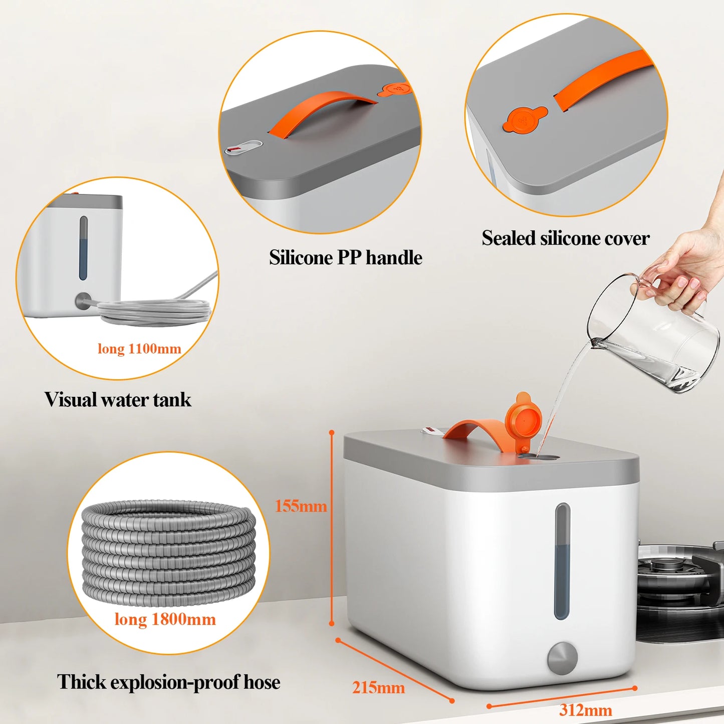 1500W Handheld Steam Cleaner, Multiuse Powerful Steamer for Cleaning for Tough Stains and Grime on Upholstery