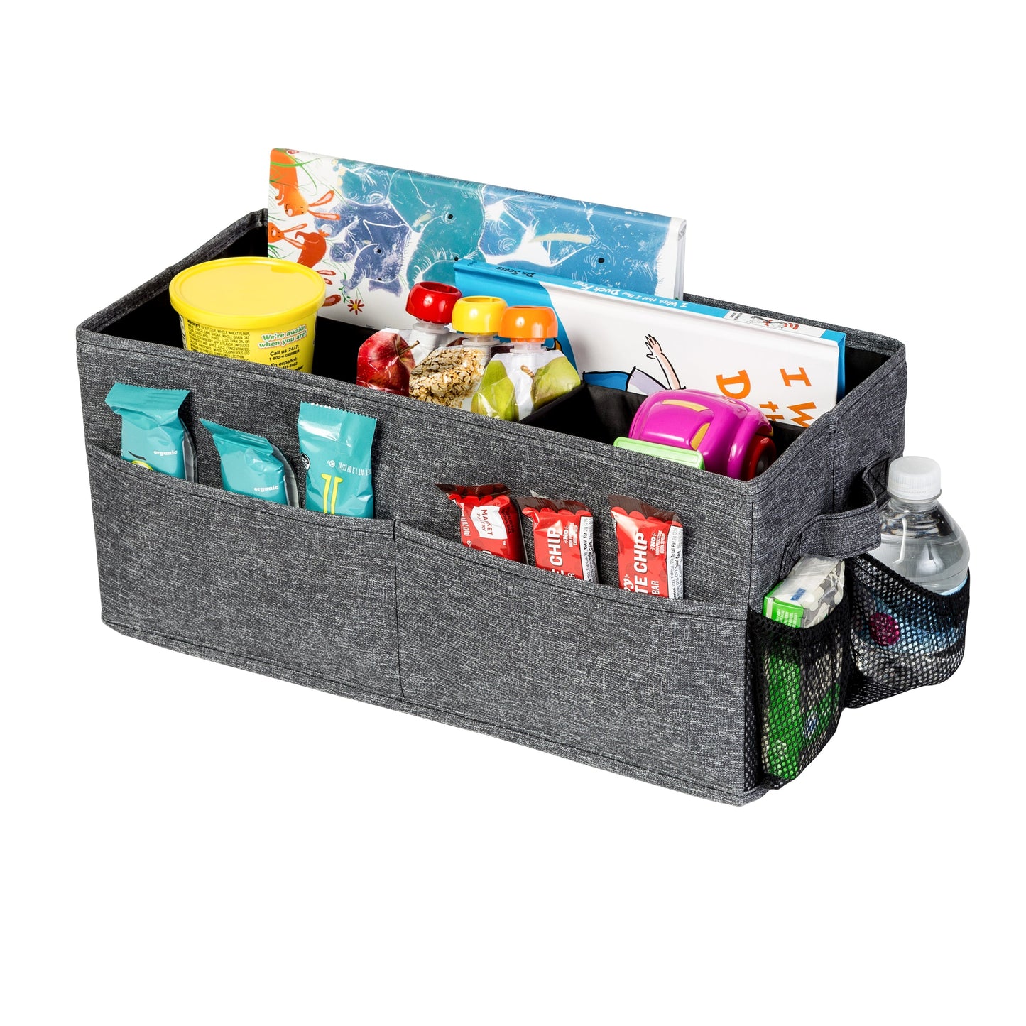 Gray Polyester Folding Back Seat Car Organizer