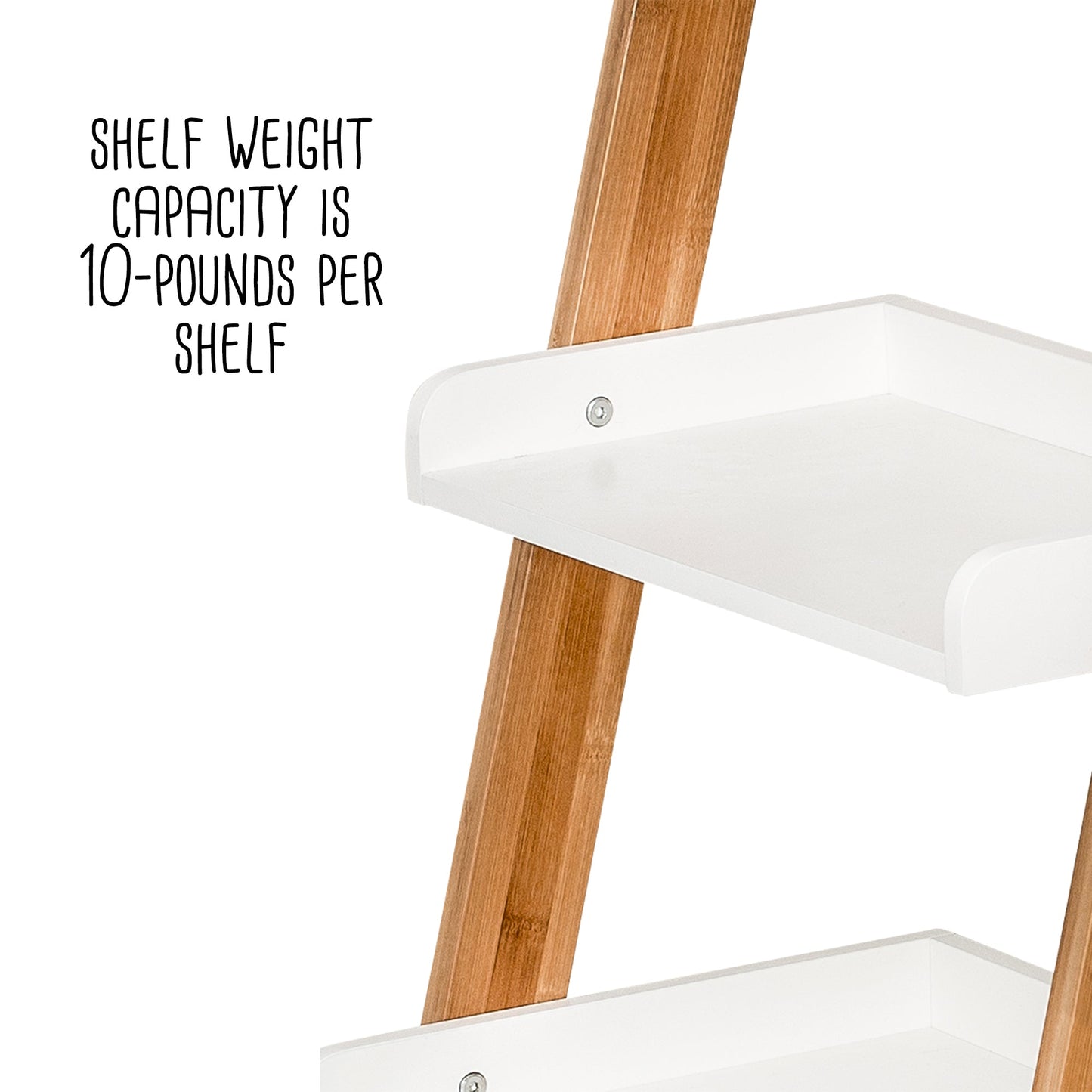 White/Bamboo 3-Tier Bath Leaning Ladder Shelf
