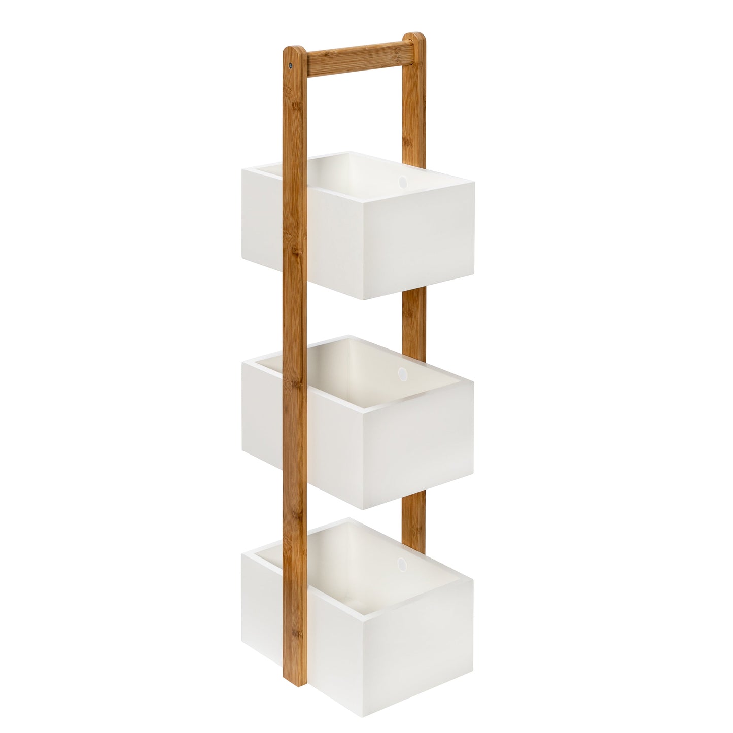 Natural Bamboo/White 3-Tier Bath Storage Caddy