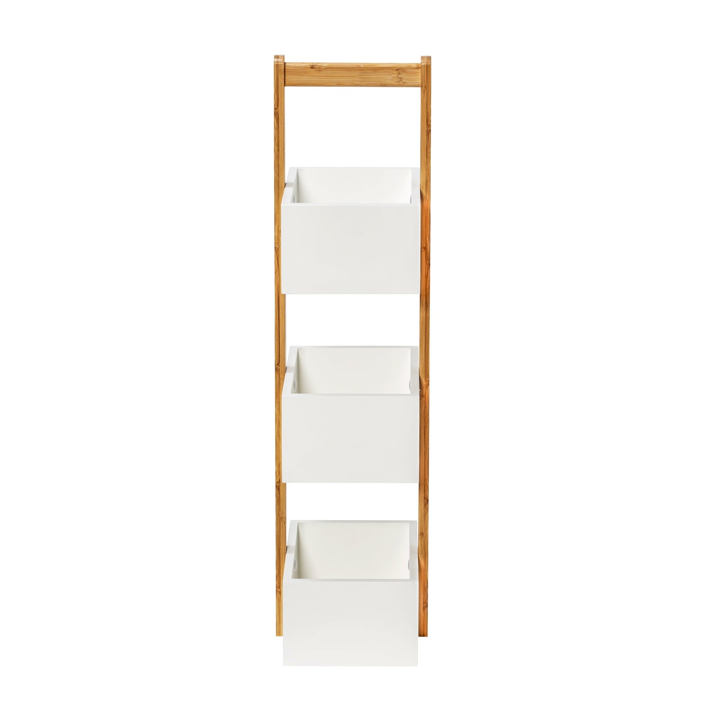 Natural Bamboo/White 3-Tier Bath Storage Caddy