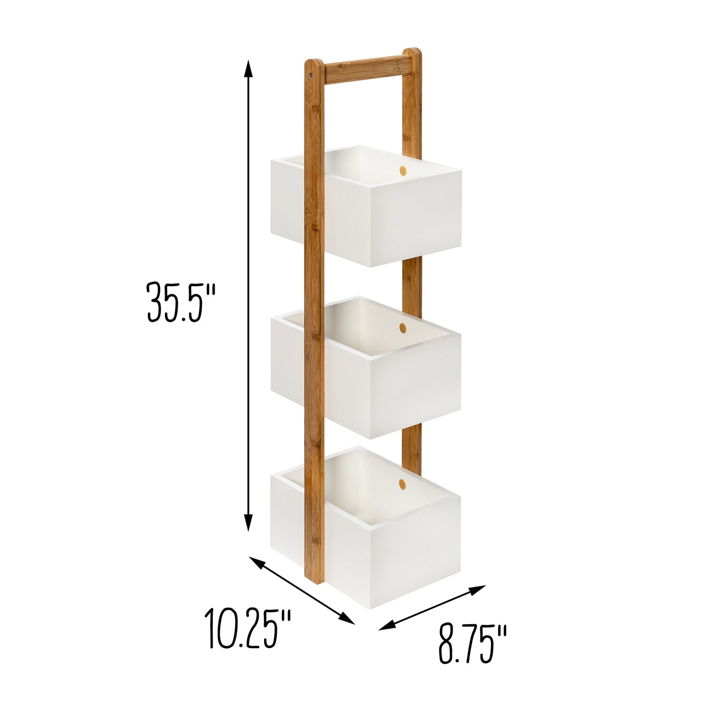Natural Bamboo/White 3-Tier Bath Storage Caddy