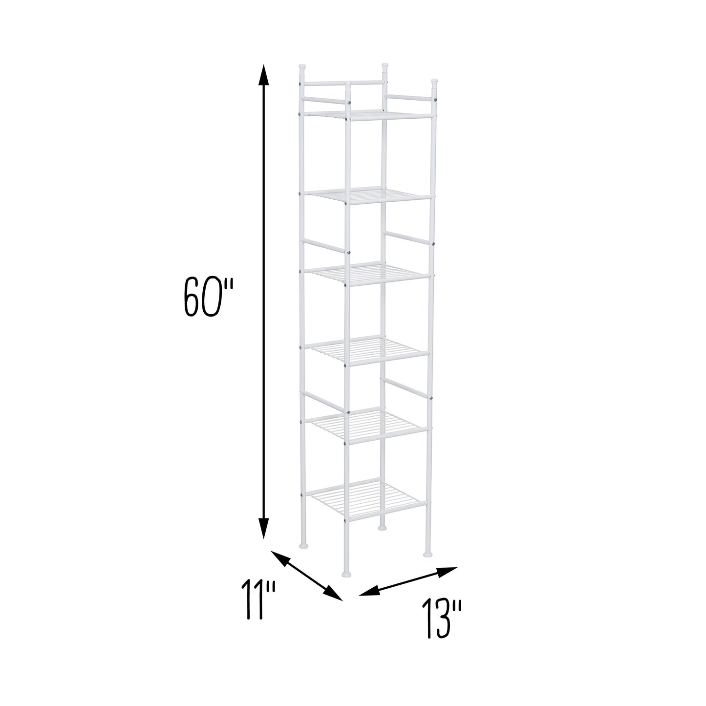 White 6-Tier Bath Storage Shelving Unit