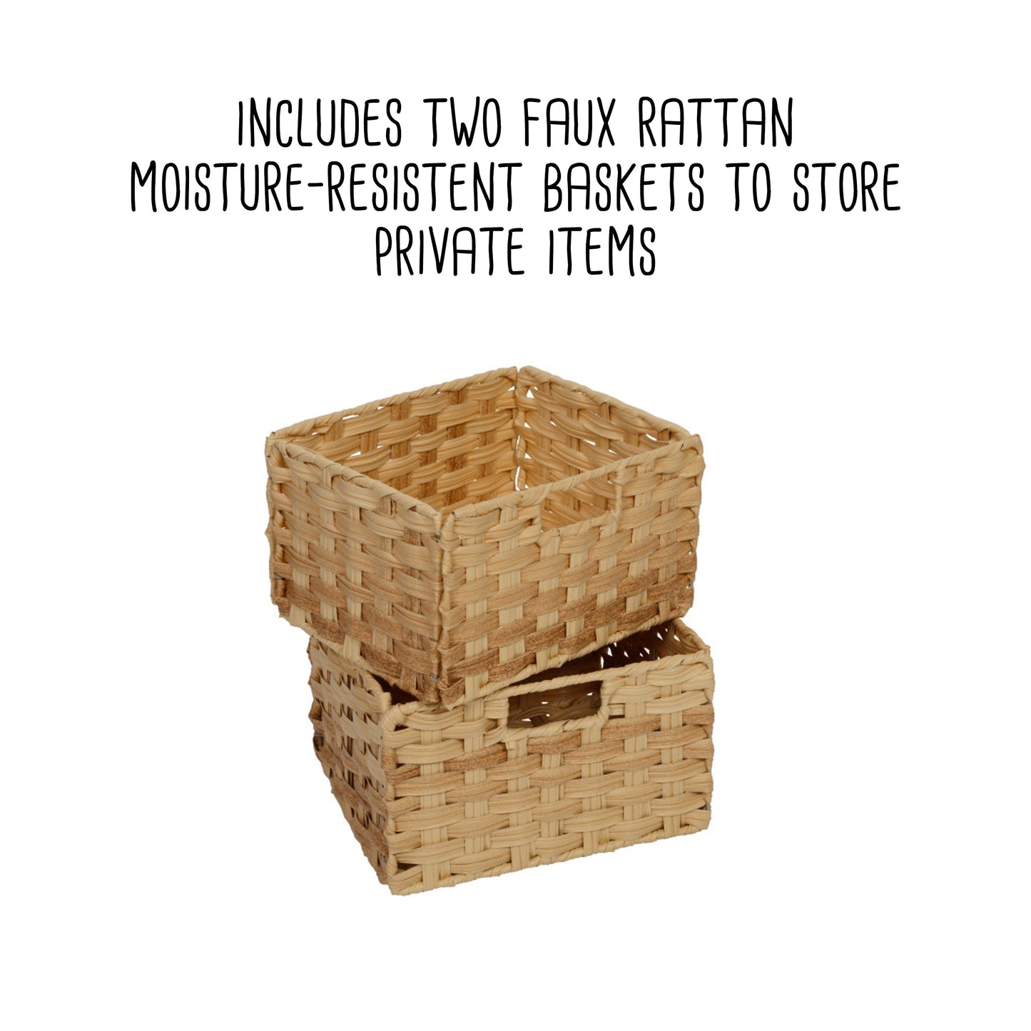 White Over-The-Toilet Space Saver with 2 Woven Baskets