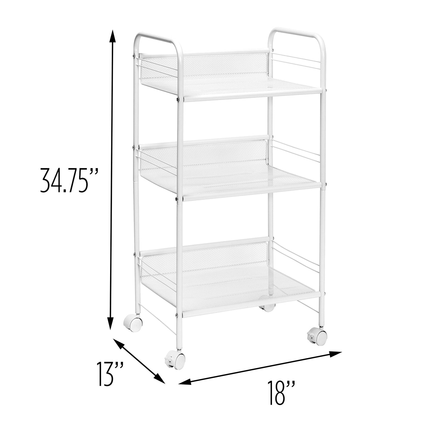 White Steel Wire 3-Tier Multi-Purpose Cart