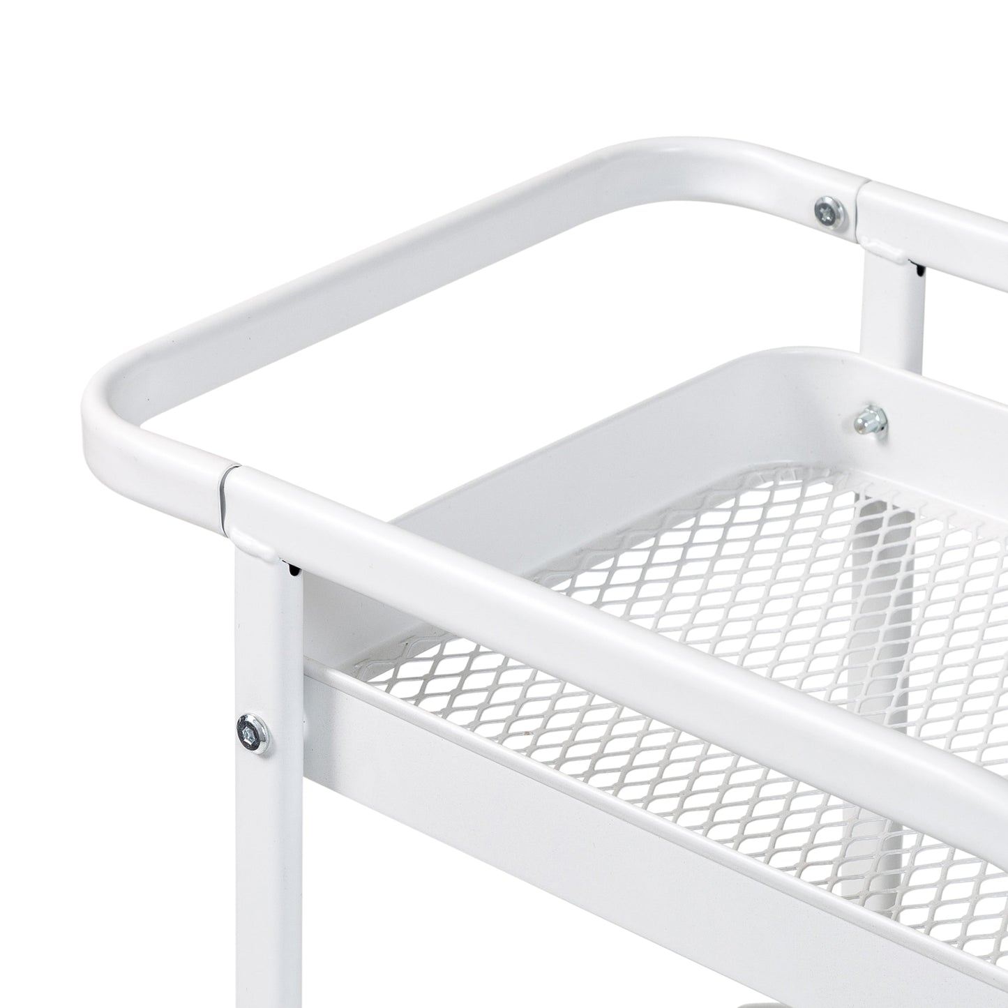 White Steel 3-Tier Craft or Makeup Organizer Cart with Side Storage