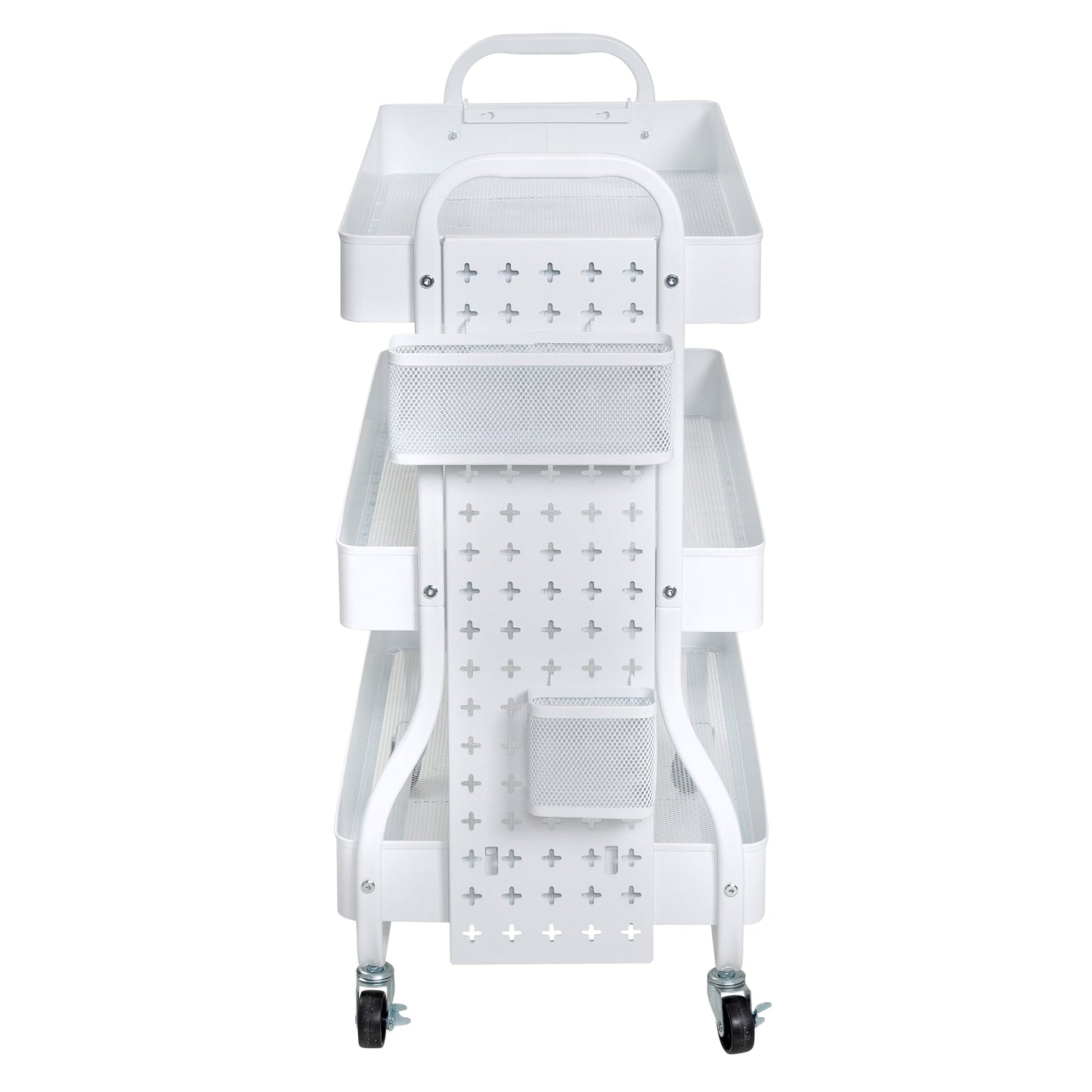 White Steel Rolling 2-in-1 Craft Storage Cart