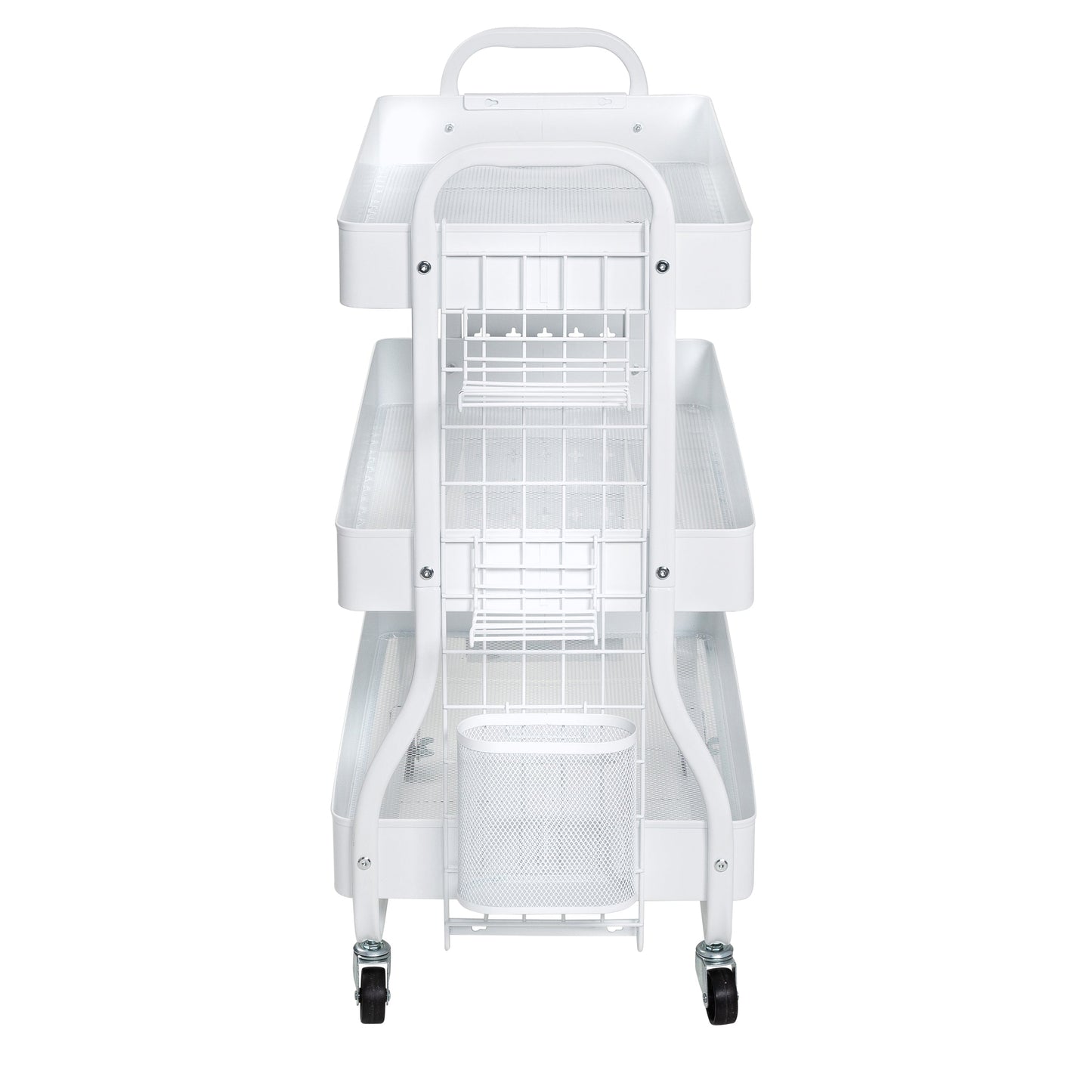 White Steel Rolling 2-in-1 Craft Storage Cart