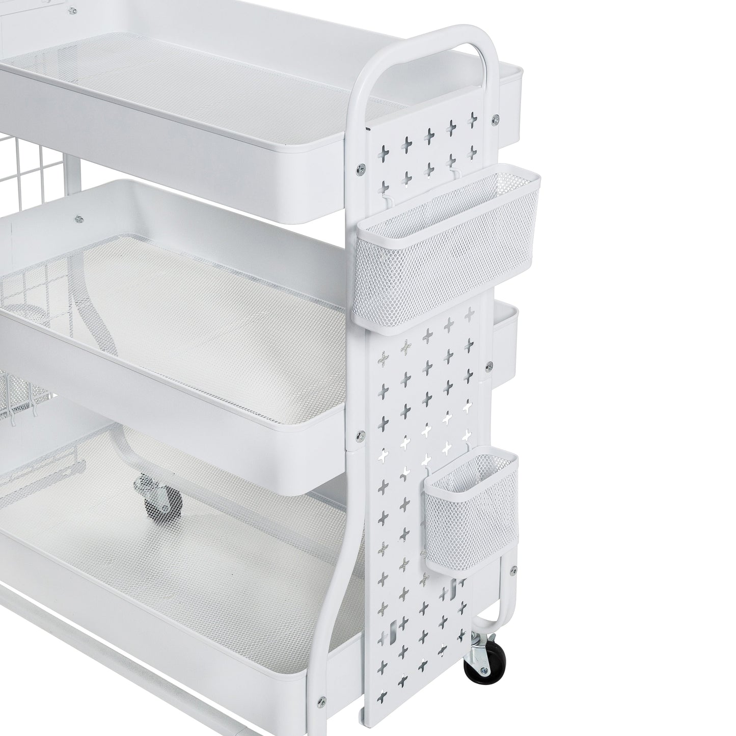 White Steel Rolling 2-in-1 Craft Storage Cart