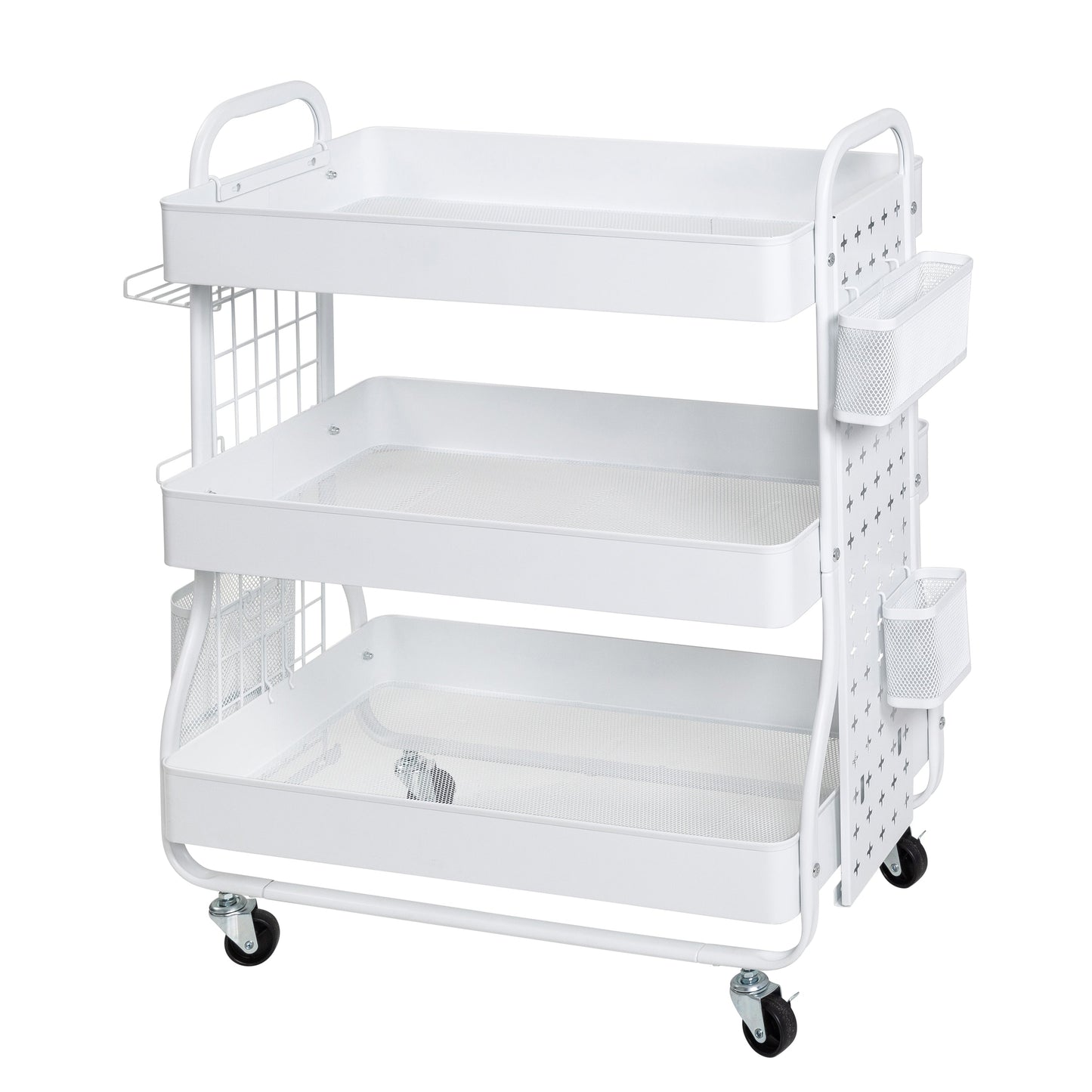 White Steel Rolling 2-in-1 Craft Storage Cart