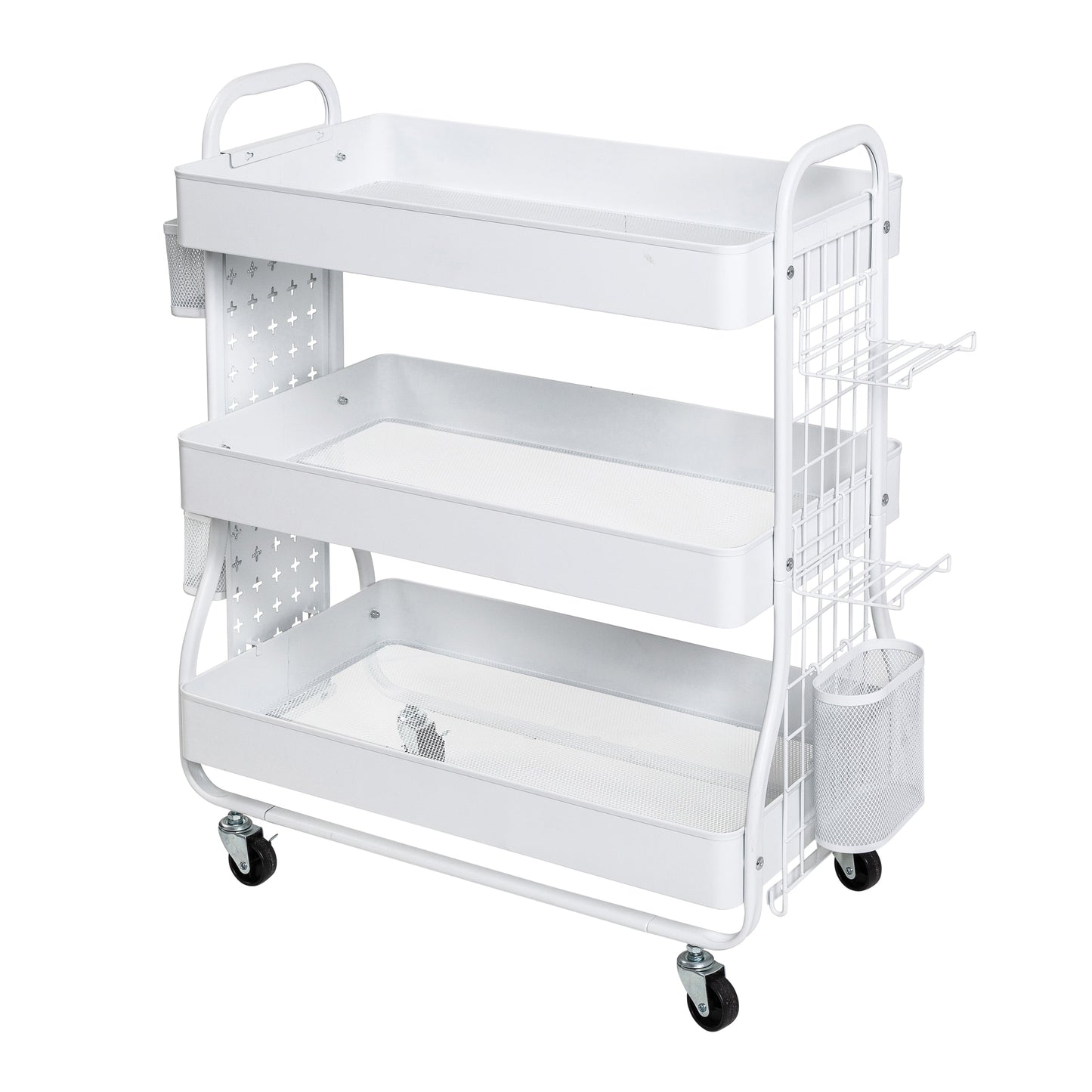 White Steel Rolling 2-in-1 Craft Storage Cart