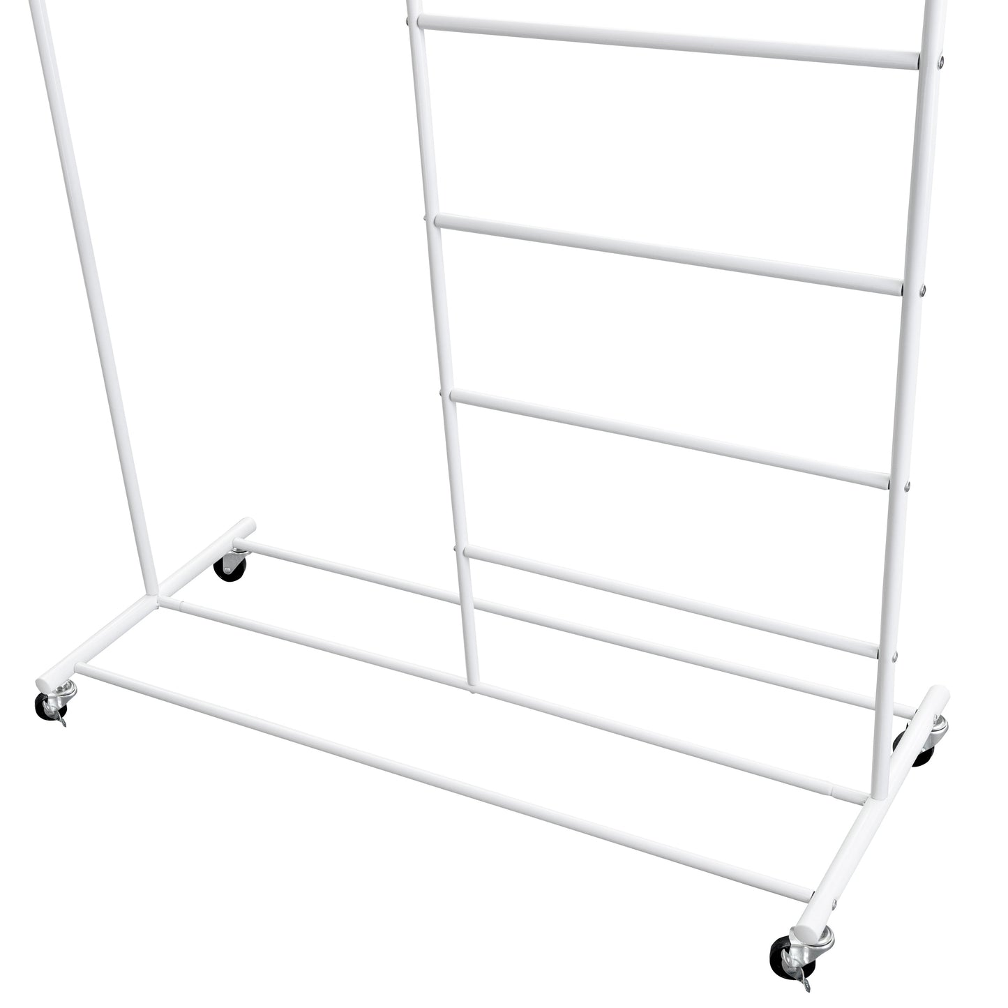 White Multi-Section Rolling T-Bar Drying Rack