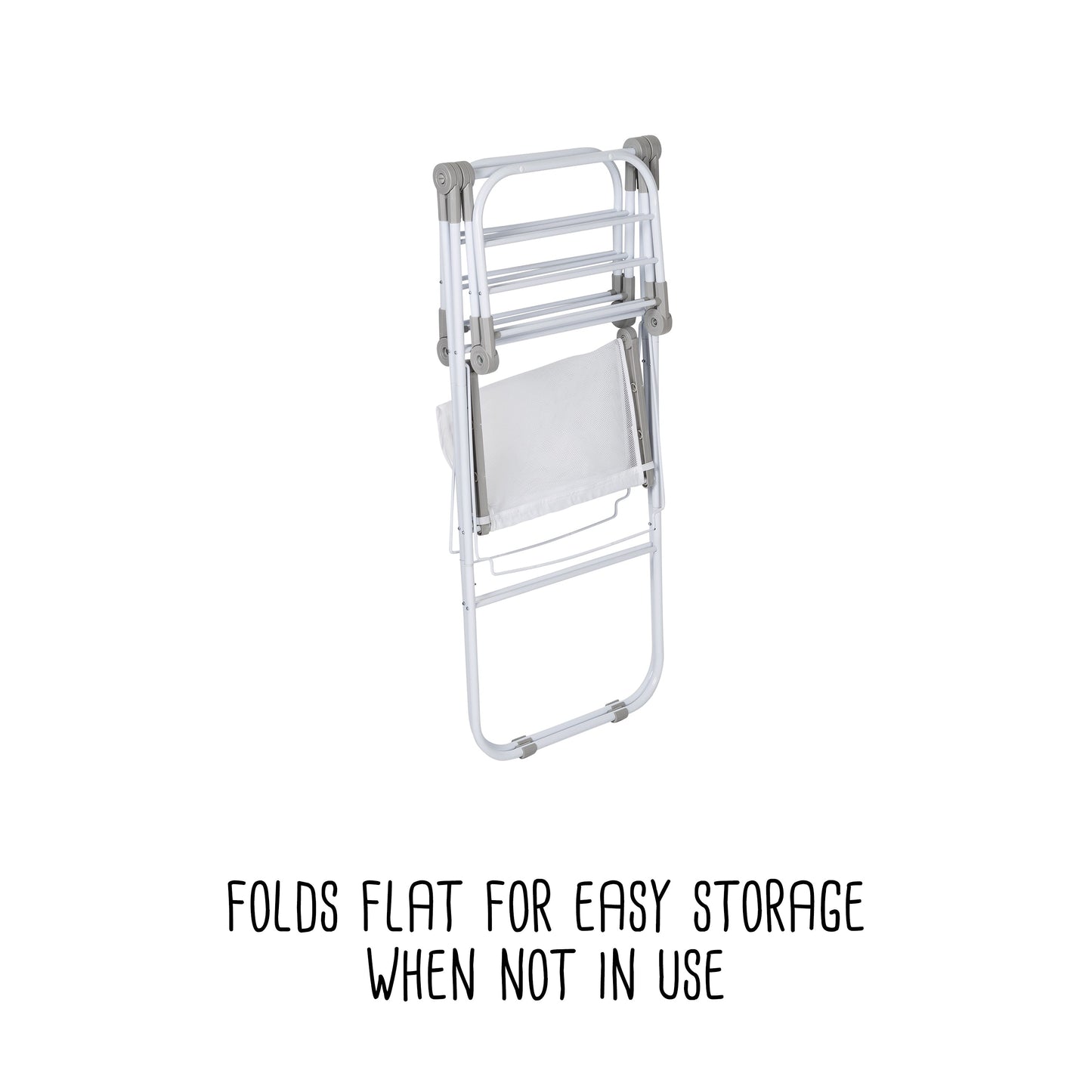 White Narrow Folding Wing Clothes Drying Rack