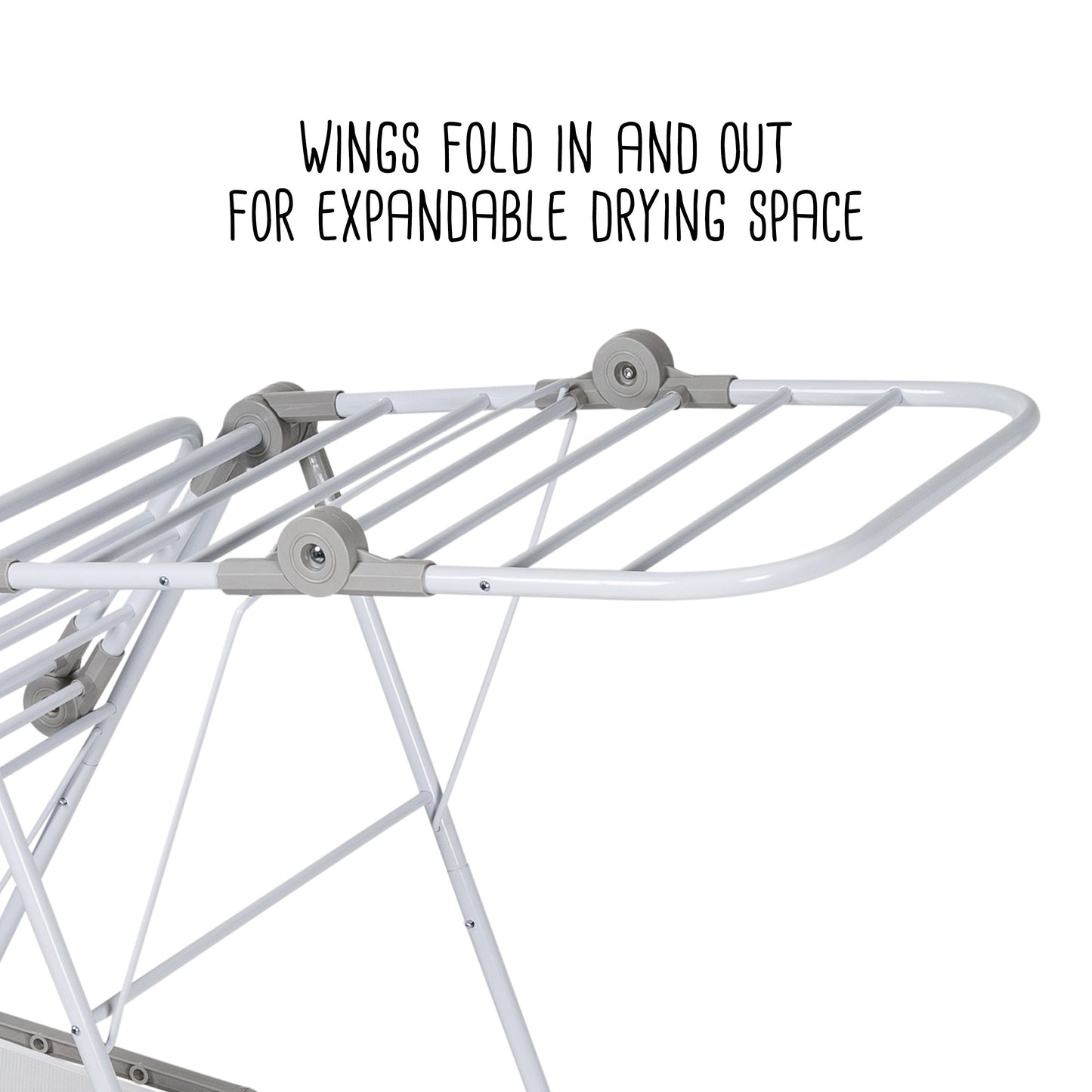 White Narrow Folding Wing Clothes Drying Rack