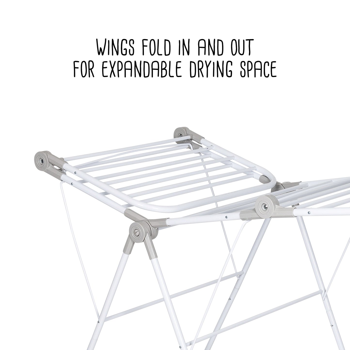 White Folding Gullwing Clothes Drying Rack with Wheels