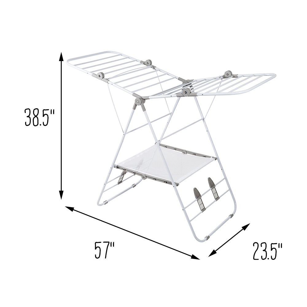 White Large Expandable and Folding Wing Drying Rack