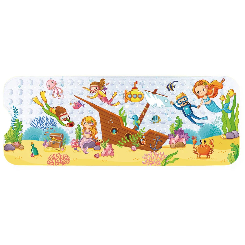 Large Cute Cartoon PVC Bath Mat Anti-Slip Shower Bathtub Mats With Sucker Soft Massage Pad Kid's Elder Bathroom Carpet Rug