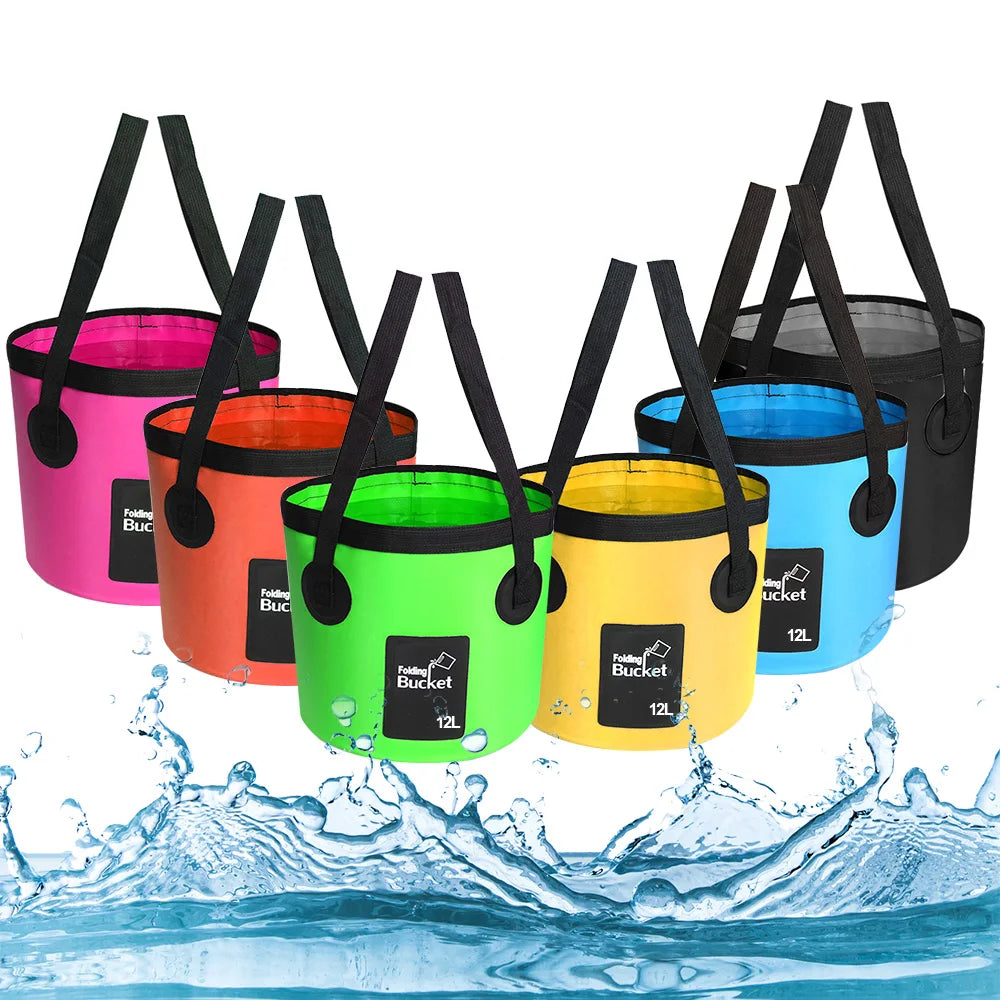 12L Folding Bucket Bowl Sink Washing Bag Car Wash Bucket Portable Outdoor Travel Foldable Water Bucket