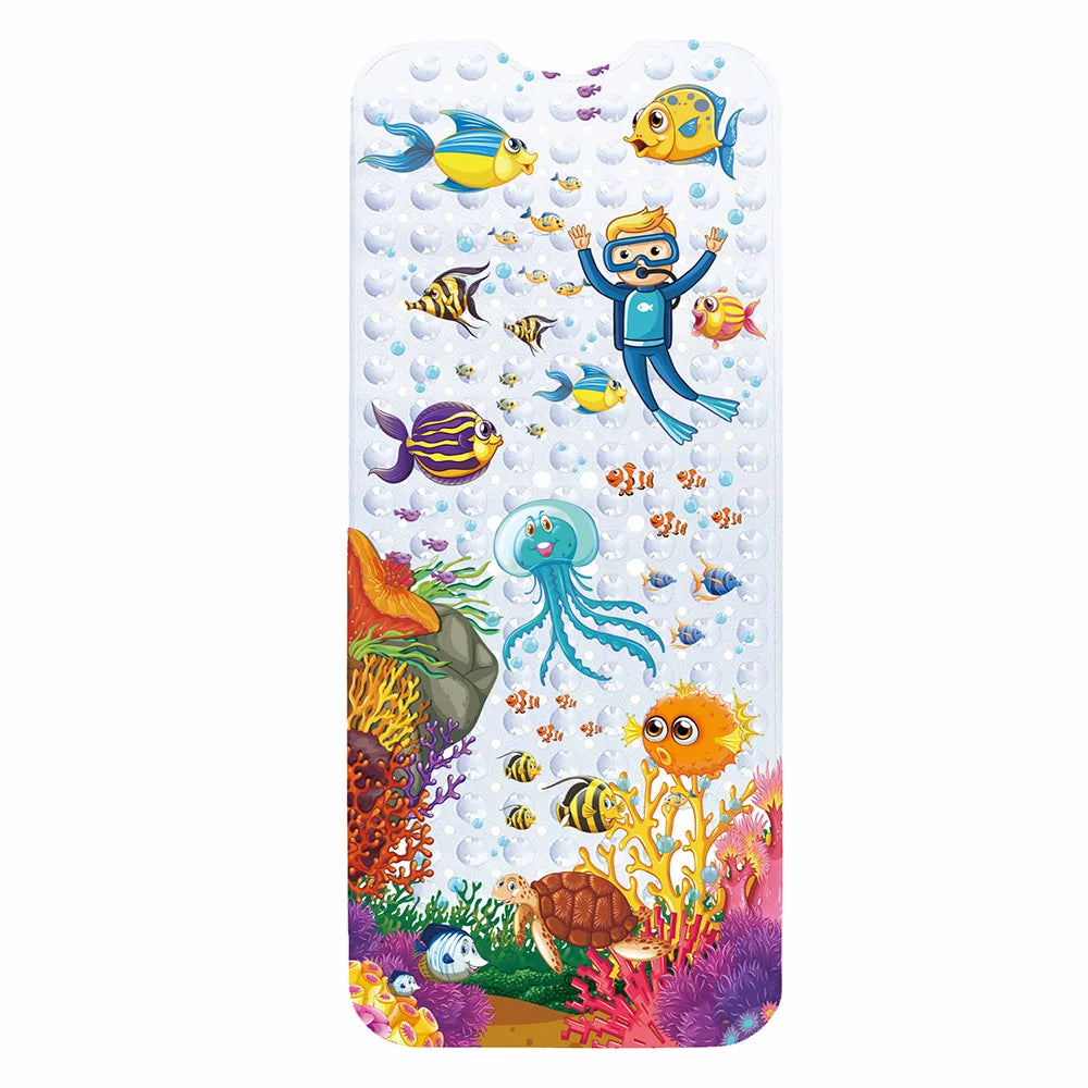 Large Cute Cartoon PVC Bath Mat Anti-Slip Shower Bathtub Mats With Sucker Soft Massage Pad Kid's Elder Bathroom Carpet Rug