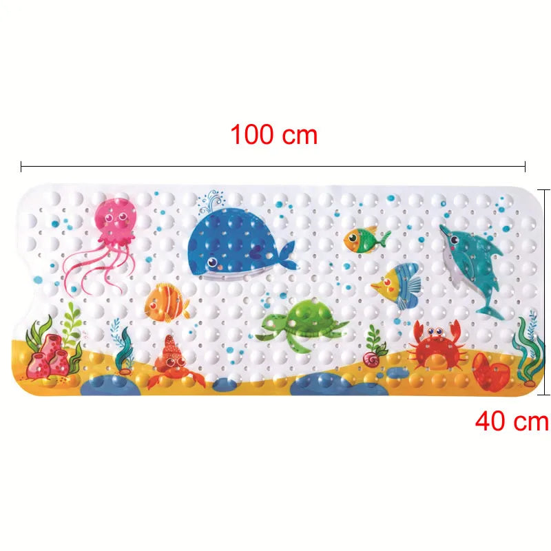 Large Cute Cartoon PVC Bath Mat Anti-Slip Shower Bathtub Mats With Sucker Soft Massage Pad Kid's Elder Bathroom Carpet Rug