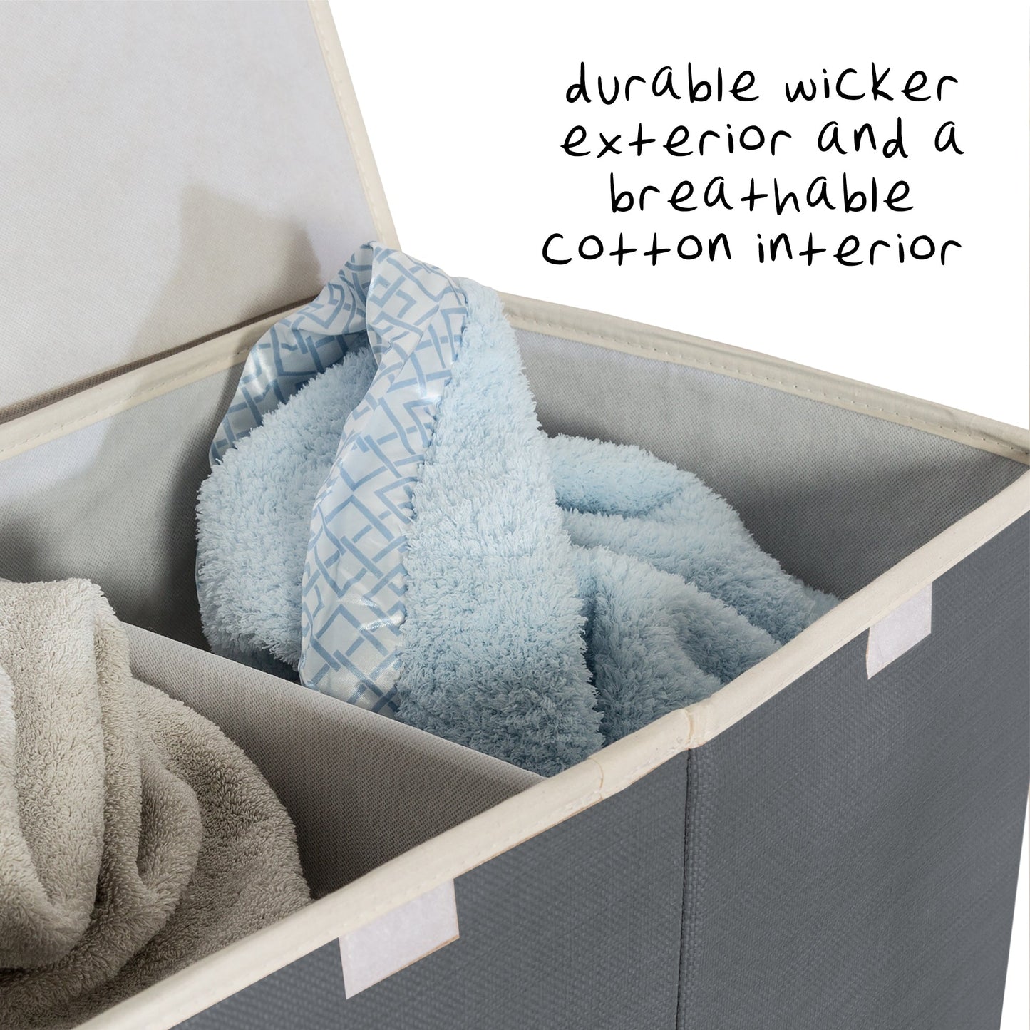 Gray Resin Large Dual Laundry Hamper with Lid