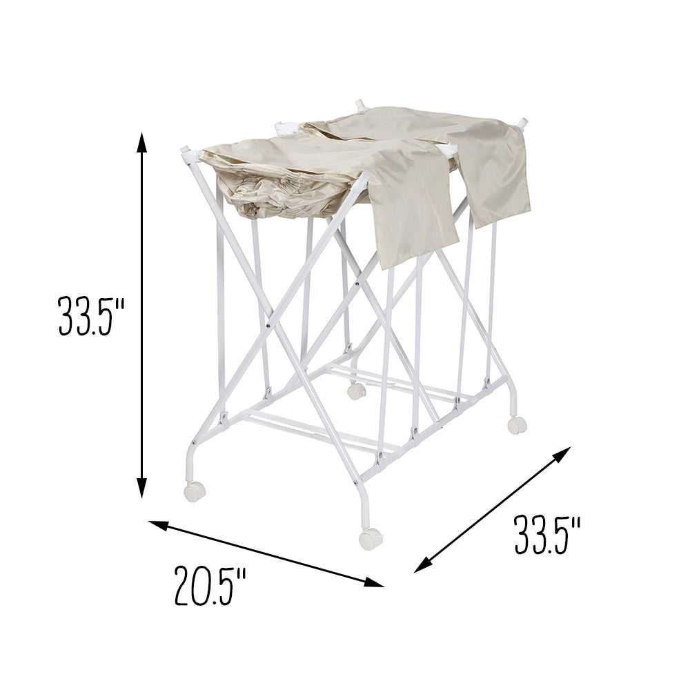 White/Natural 2-Bag No Bend Rolling Bounce Back Hamper