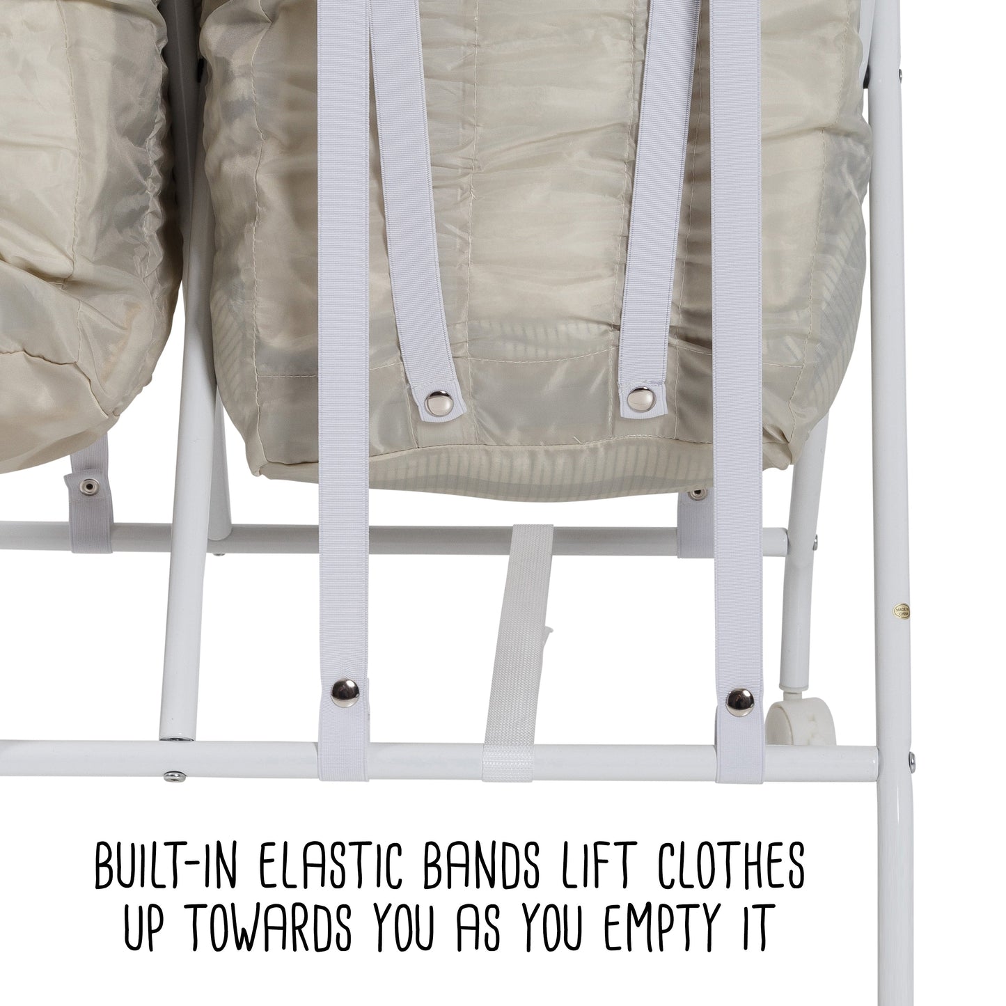 White/Natural 2-Bag No Bend Rolling Bounce Back Hamper