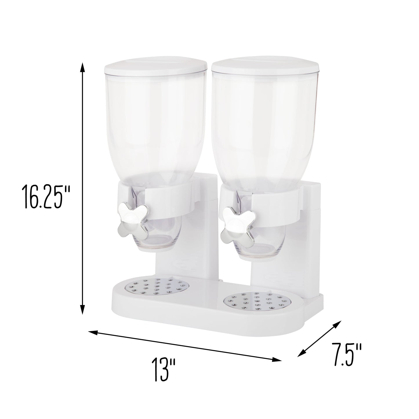 Zevro White Double 17.5 oz. Cereal Dispenser