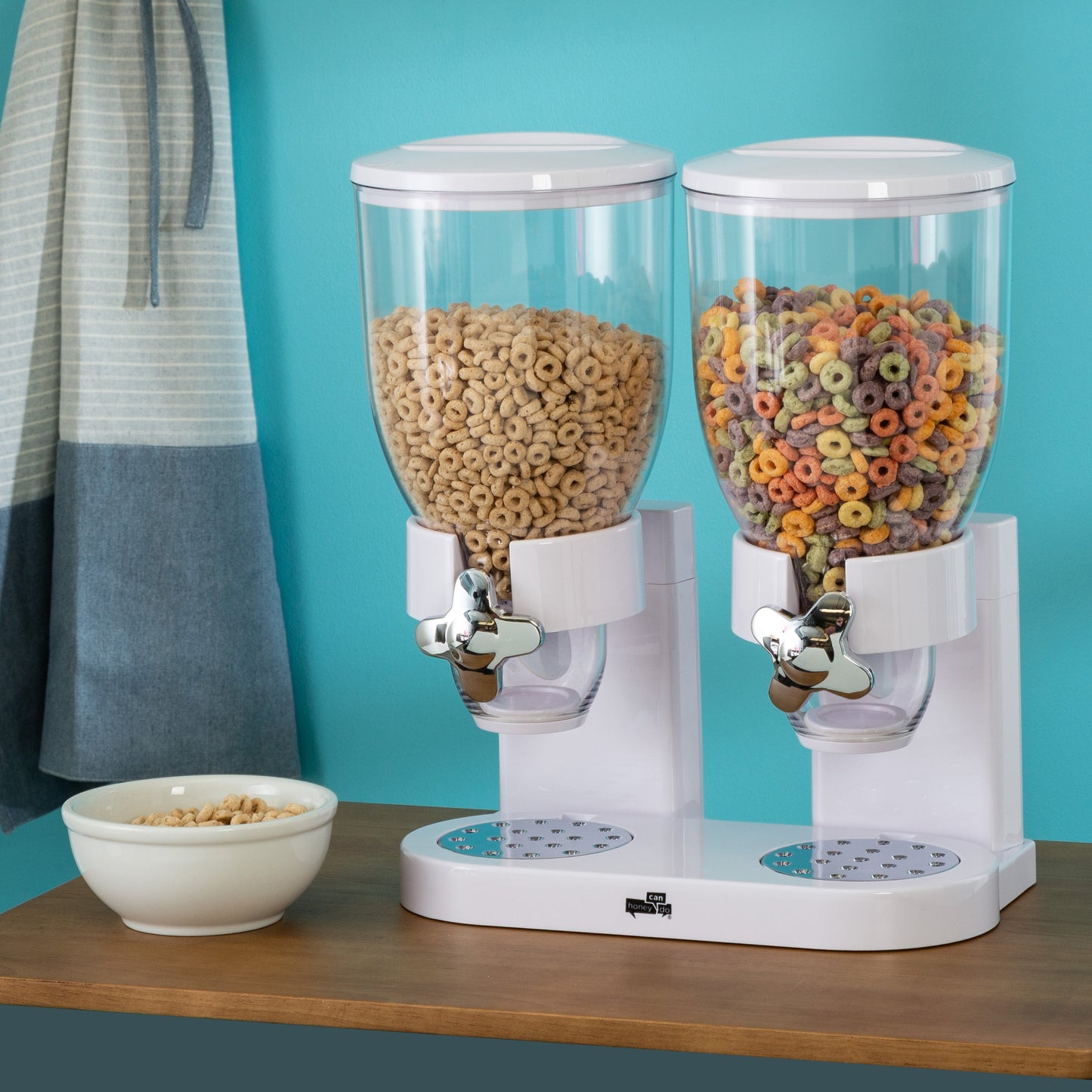 Zevro White Double 17.5 oz. Cereal Dispenser