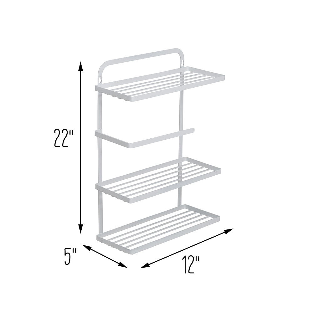 White Steel Hanging Spice Rack with Paper Towel Holder
