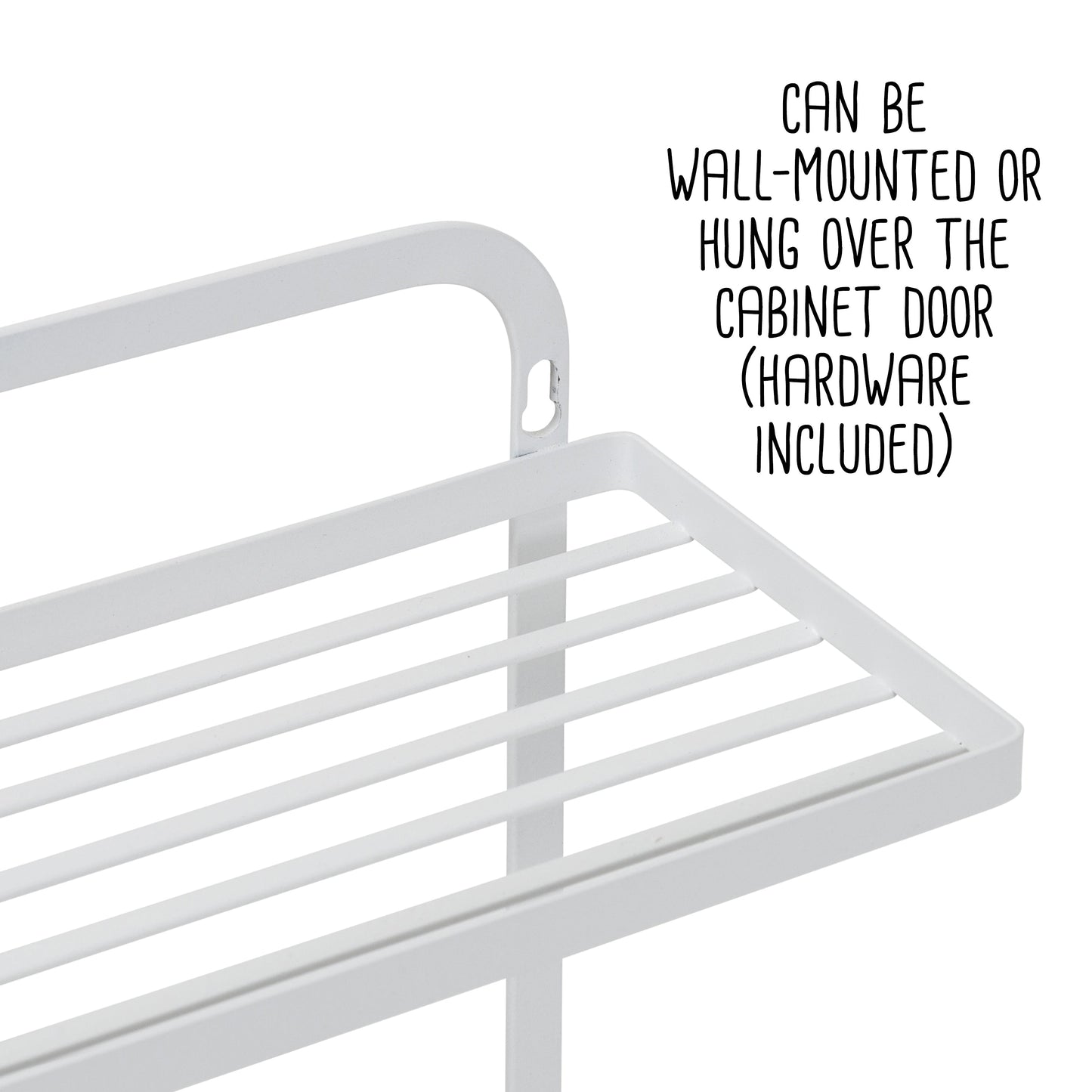 White Steel Hanging Spice Rack with Paper Towel Holder