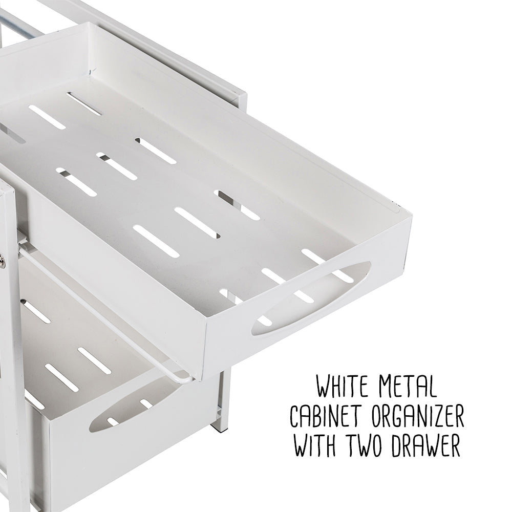 White Metal 2-Drawer Cabinet Organizer