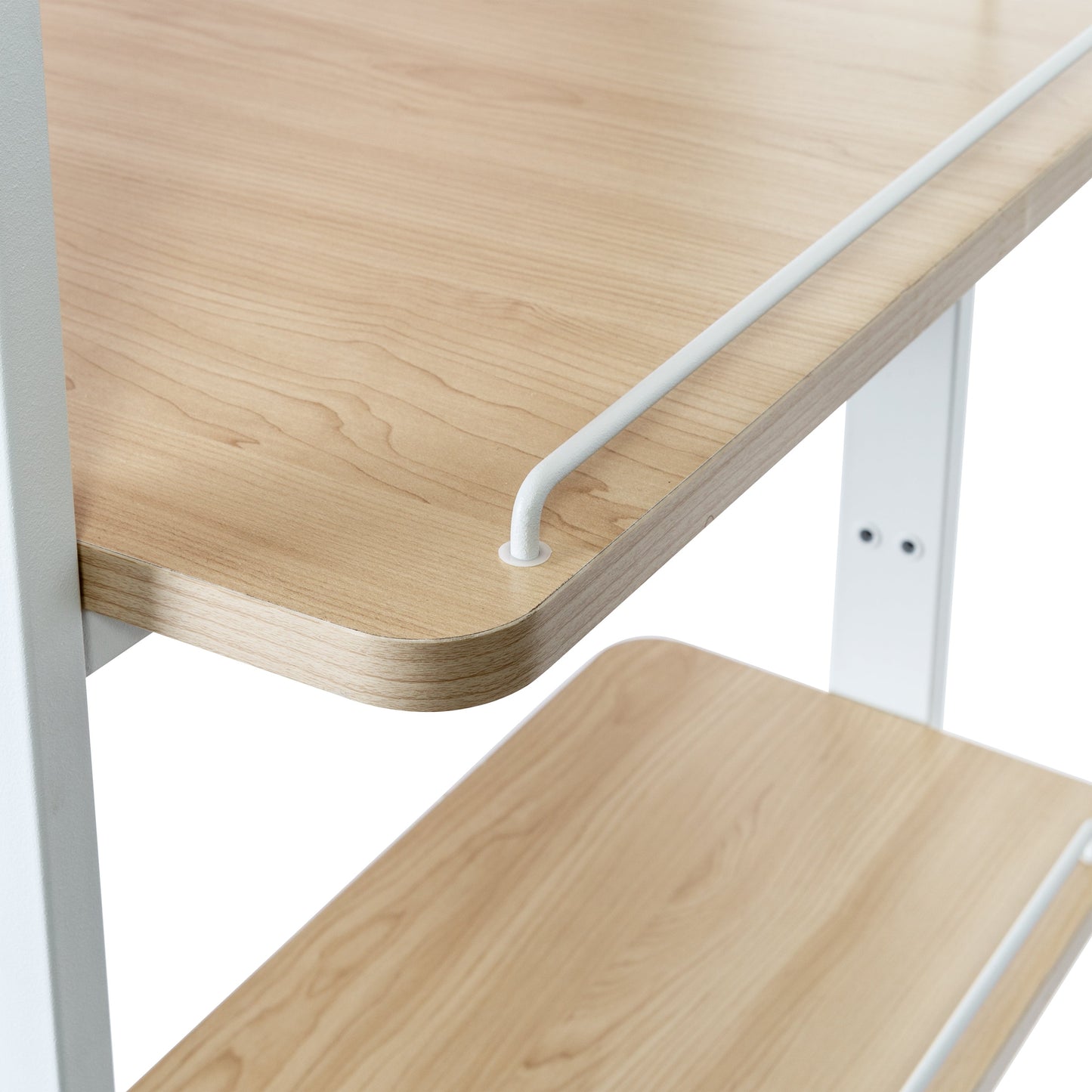 White/Natural Home Office Computer Desk with Shelves