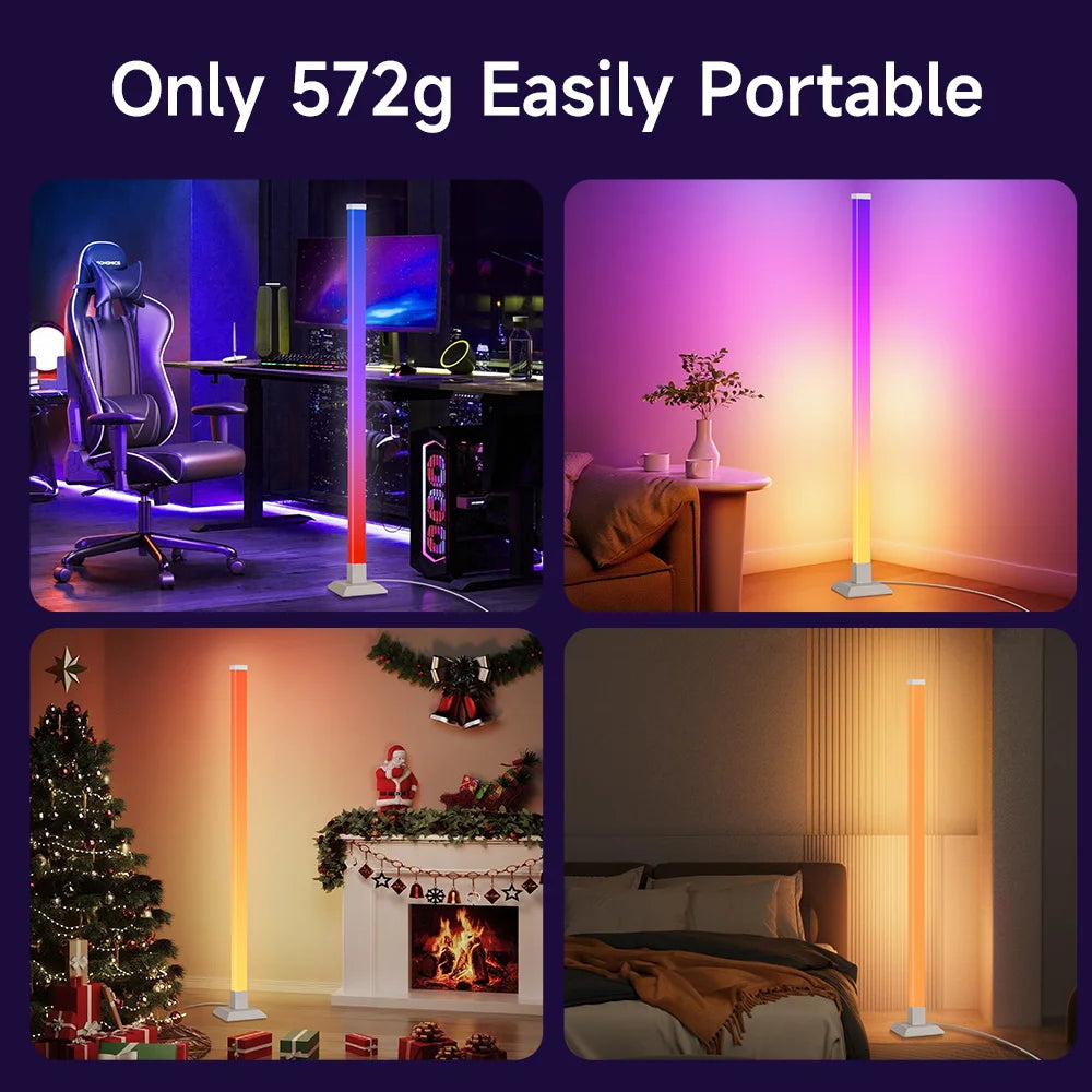 150cm RGB Floor Lamp Remote Control RGBIC Interior Decoration Mood Lighting LED Stand Lights for Living Room Bedroom Dining Tabl