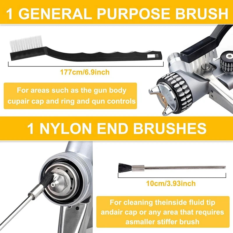 B-T Sprayer Cleaning Kit 17 Pcs Multi-Purpose Paint-Gun Brush Cleaner Tool With Nylon Mini Tube Brushes And Needles