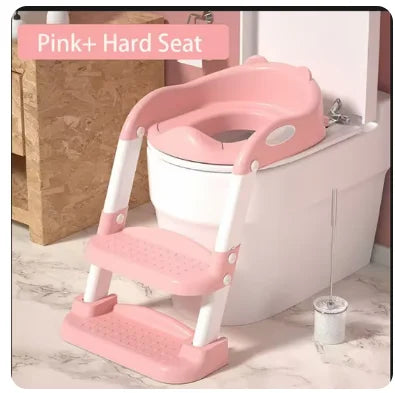 Kid's Potty Training Step Stools Toilet Folding Ladder Baby Seat Urinal Chair with Adjustable Step Stool Ladder Comfortable Safe
