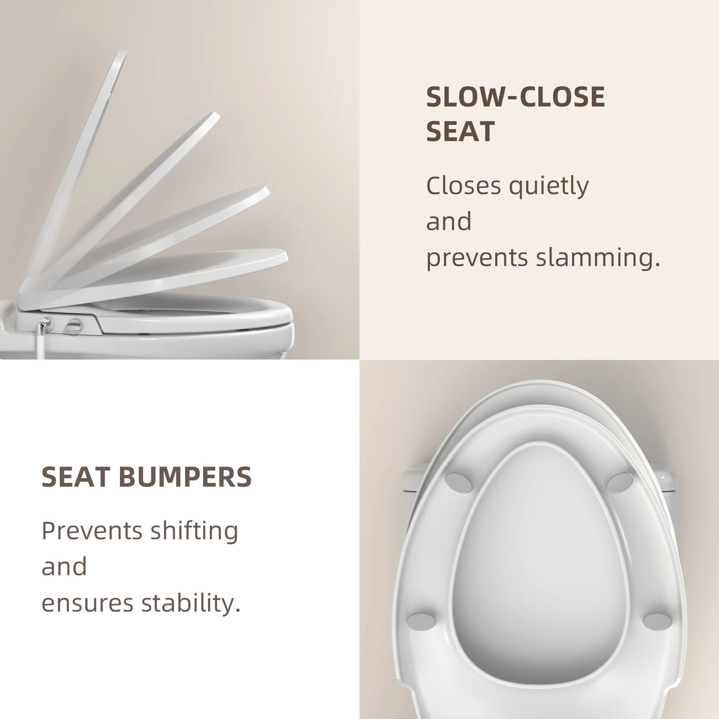 AQUATIZ Elongated Bidet Toilet Seat with Soft Close, Non-Electric Bidet Toilet Seat with Self Cleaning Dual Nozzles