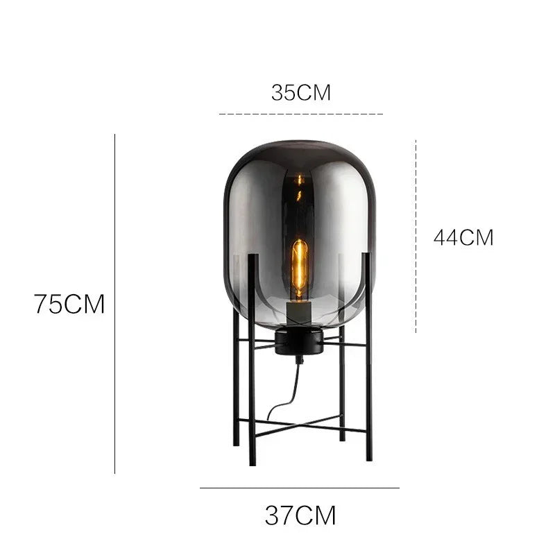 Nordic Industrial Floor Lamp Smoke Gray Glass Four-legged Standing Lamp Personality Corner Light Living Room Bedroom Table Lamps