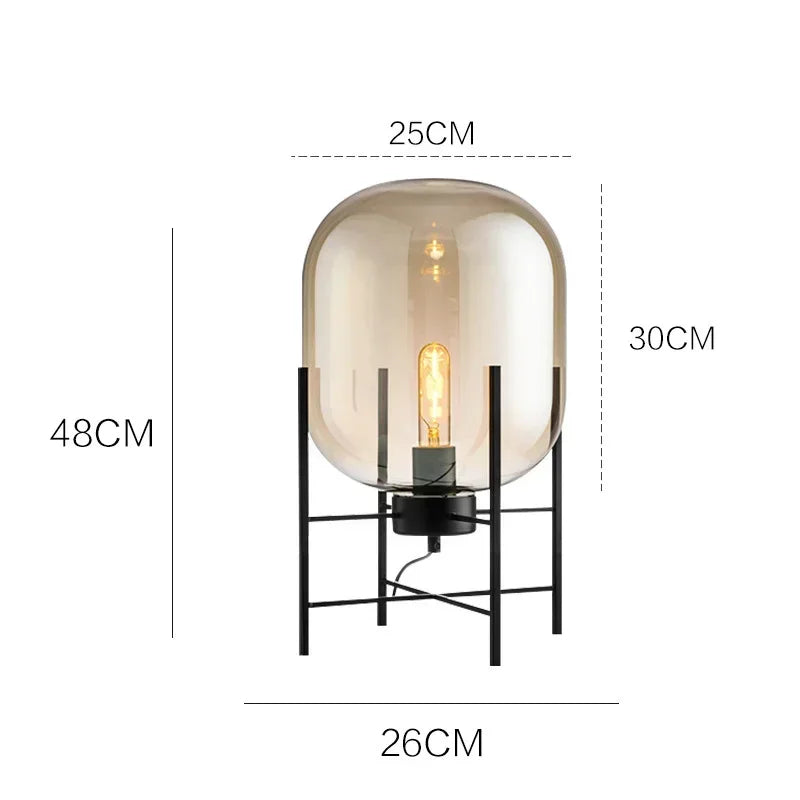 Nordic Industrial Floor Lamp Smoke Gray Glass Four-legged Standing Lamp Personality Corner Light Living Room Bedroom Table Lamps
