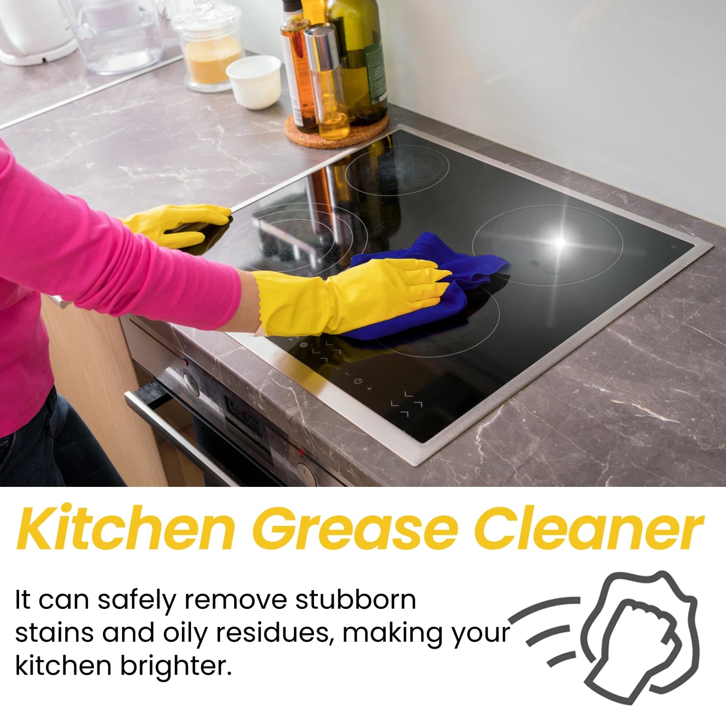 JAKEHOE Kitchen Grease Cleaner Spray Powerful Remove Stubborn Stains/Oil Residues/Refrigerator Odors Multipurpose Cleaning Agent