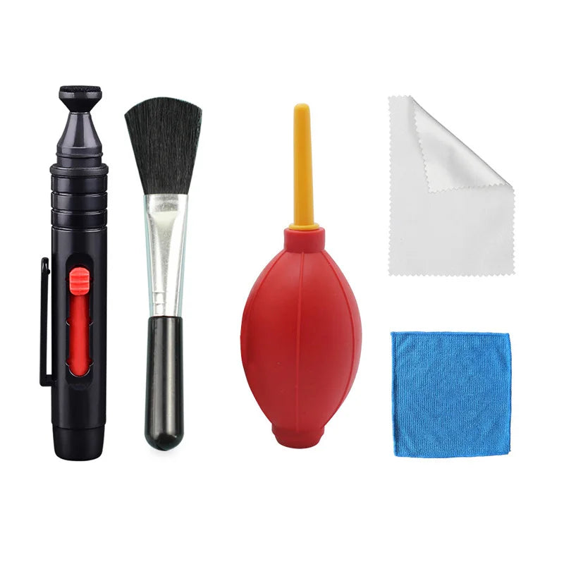 5pcs Camera Cleaner Kit Air Blower+Lens Brushes+Cleaning Pen+Cleaning Cloth for Camera Lenses & Filters Sensor Screen LCD