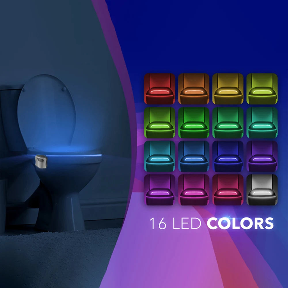 Toilet Night Light by Motion Sensor Activated LED Light 8 Colors Changing Toilet Bowl Illuminate Nightlight for Bathroom Gifts