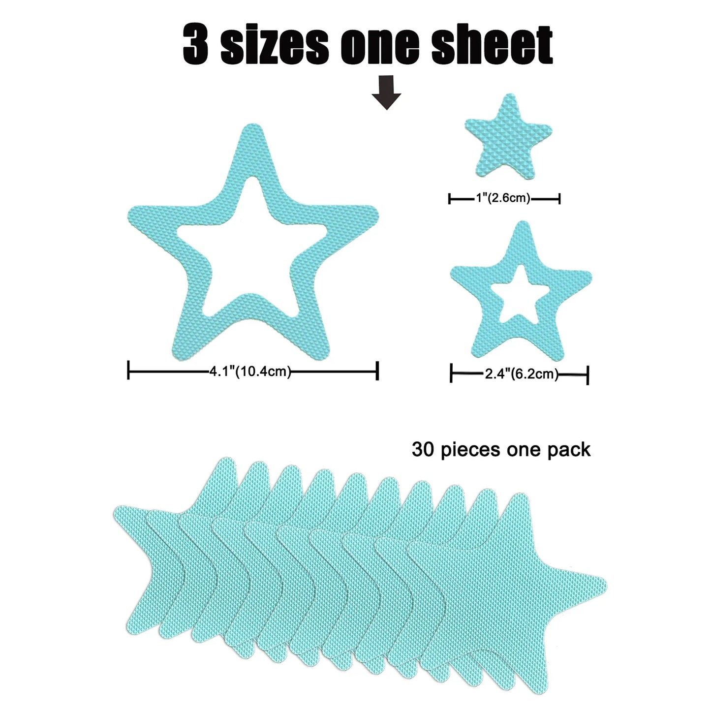 30PCS PEVA Shower Room Staircase Floor Shoe Sole Anti-slip Tape, Safety Full Stop Slide Pad Bathroom Bathtub Anti-skid Stickers