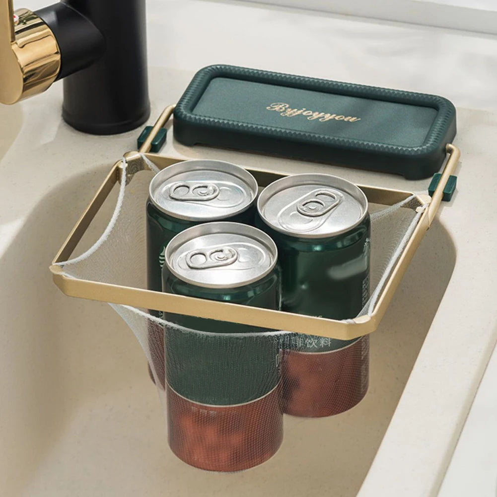 Kitchen Sink Filter Rack Foldable Sink Strainer Mesh Bag Stand Waste Garbage Net Shelf Disposable Garbage Mesh Bag Kitchen Gadge