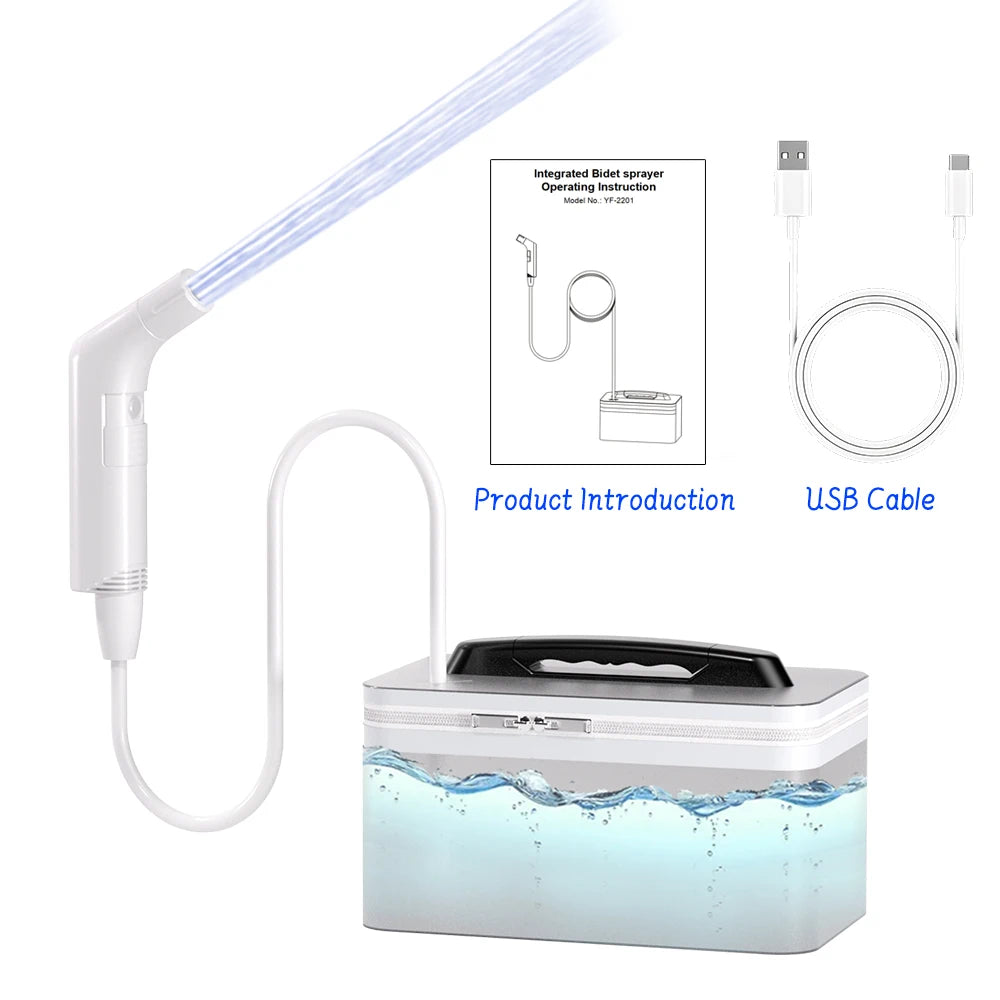 Wower Portable Electric Bidet for Personal Hygiene Cleaning 2.3L Shattaf Rechargeable Travel Camping Bidet Shower Sprayer