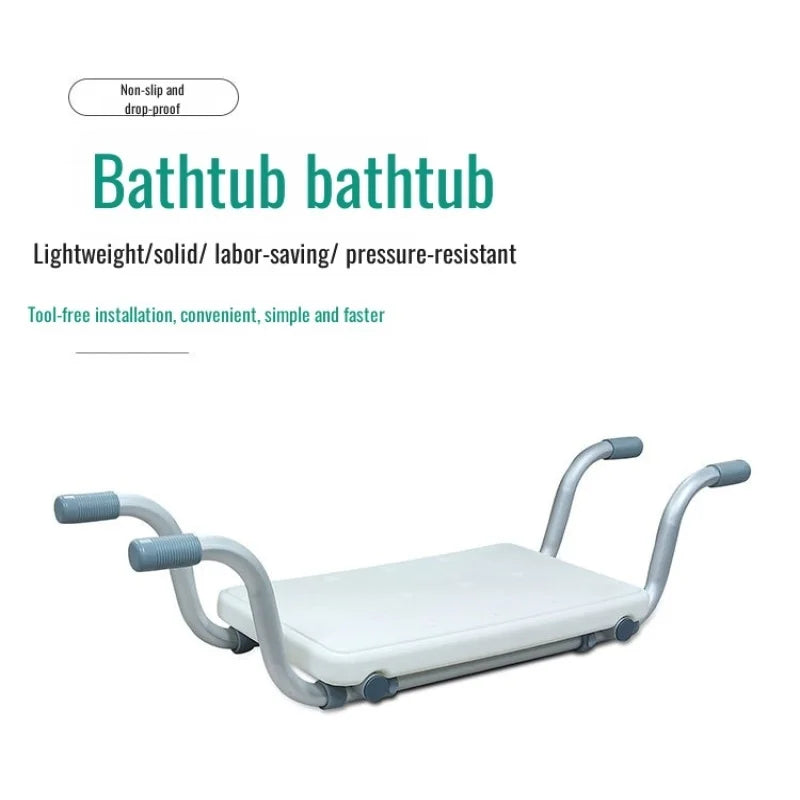 Adjustable Width Anti-Slip Bathtub Chair Combined with Multifunctional Shelf Bath Stool Offering Support for Comfortable Bathing