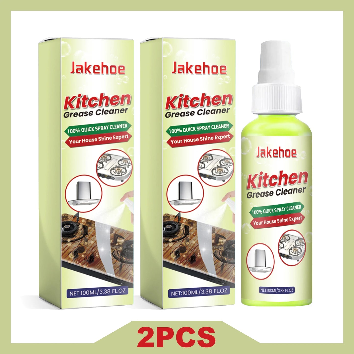 JAKEHOE Kitchen Grease Cleaner Spray Powerful Remove Stubborn Stains/Oil Residues/Refrigerator Odors Multipurpose Cleaning Agent