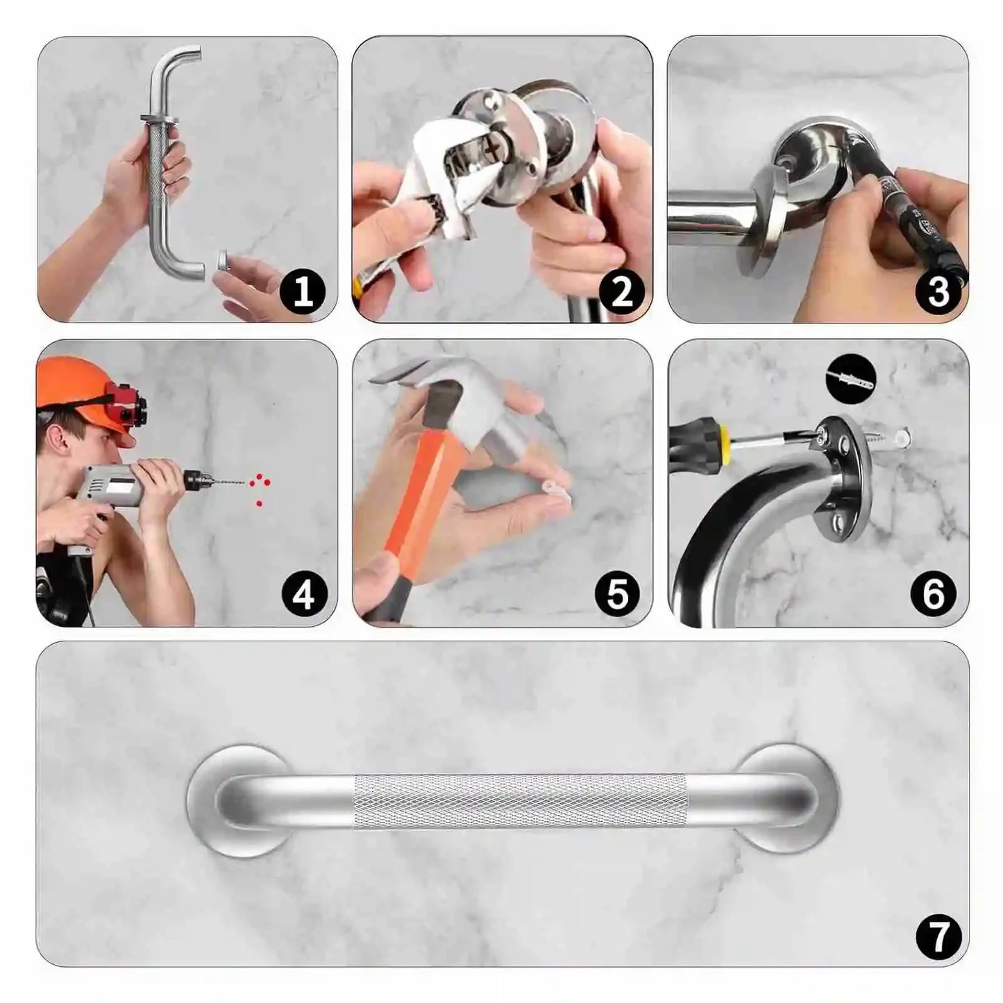2 Pcs Shower Grab Bar 12 Inch Anti Slip Stainless Steel Shower Handrail for Bathroom