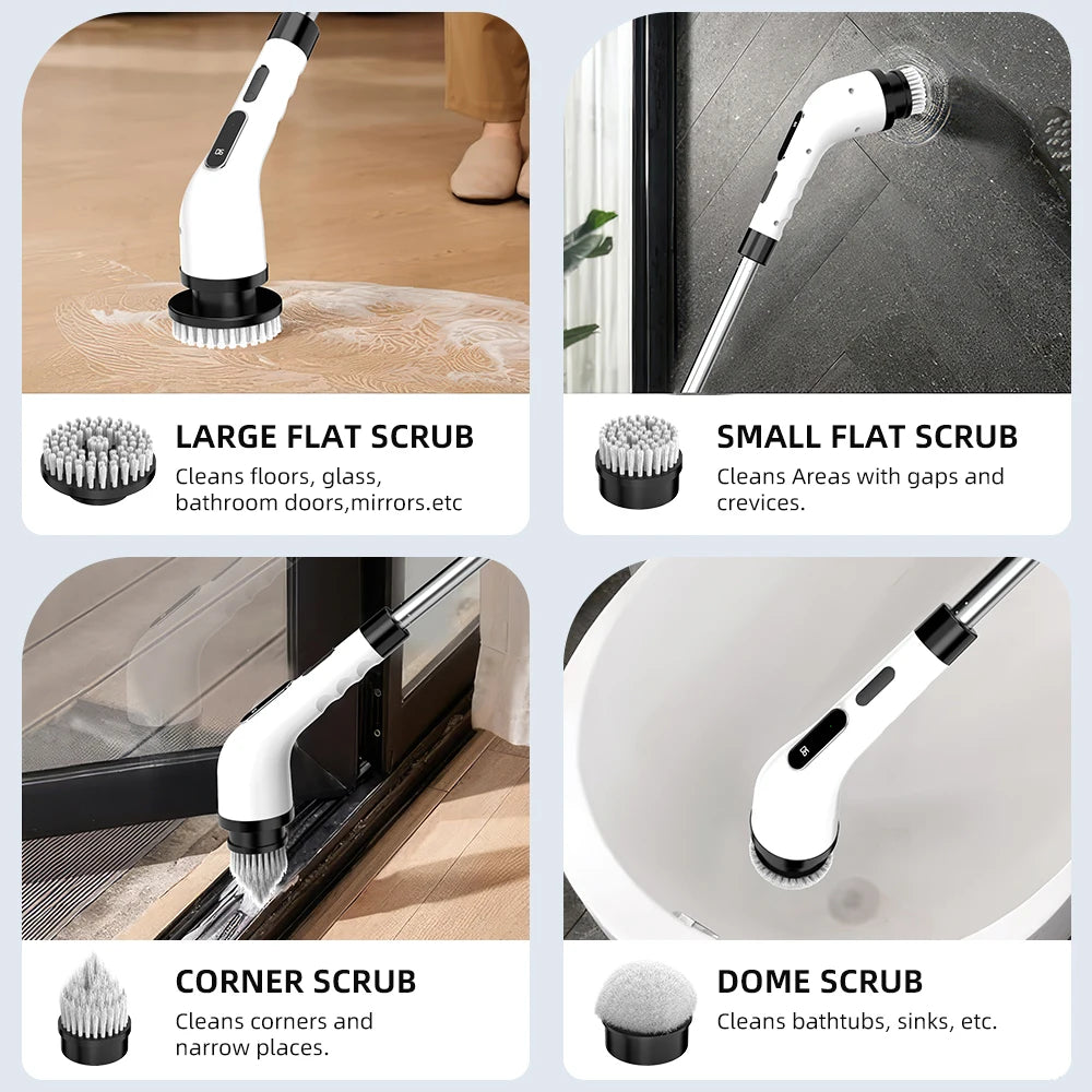 Viladepot Electric Cleaning Brush 9 in 1 Multifunctional Wireless Rotatable Cleaning Brush Bathroom Kitchen Windows Toilet